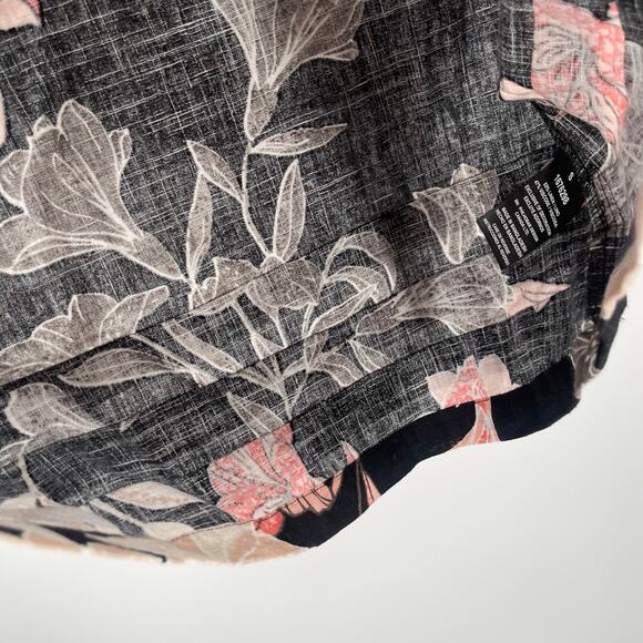 NICOLE MILLER Original Dress Size Small Floral Short Sleeve Linen Blend Black - Picture 13 of 15